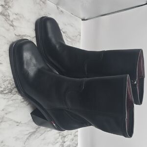 Franco Sarto Black Leather Mid-Calf Heeled Boots Penelope Size 9 NWOT